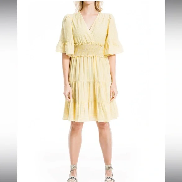 Max Studio Smocked Waist Stripe Mini Dress